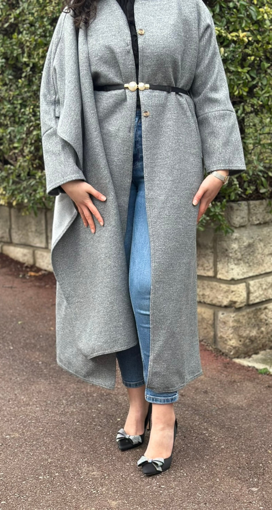 MANTEAU ÉCHARPE GRIS