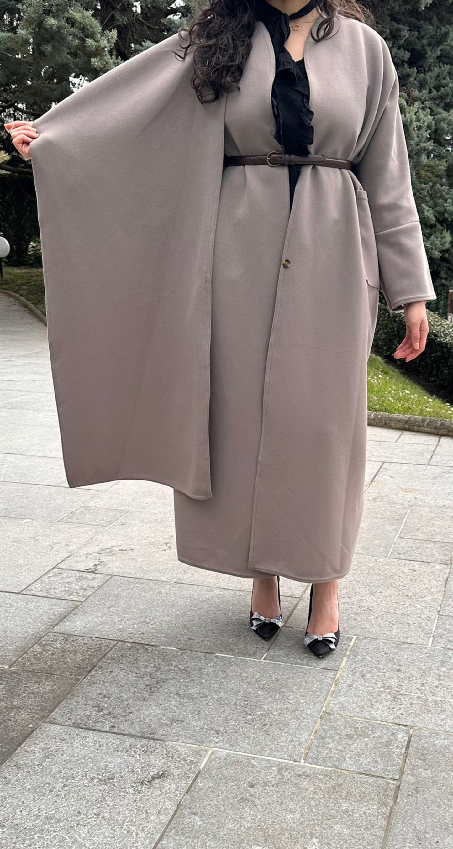 MANTEAU ÉCHARPE TAUPE