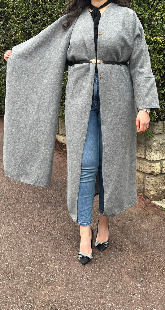 GREY SCARF COAT